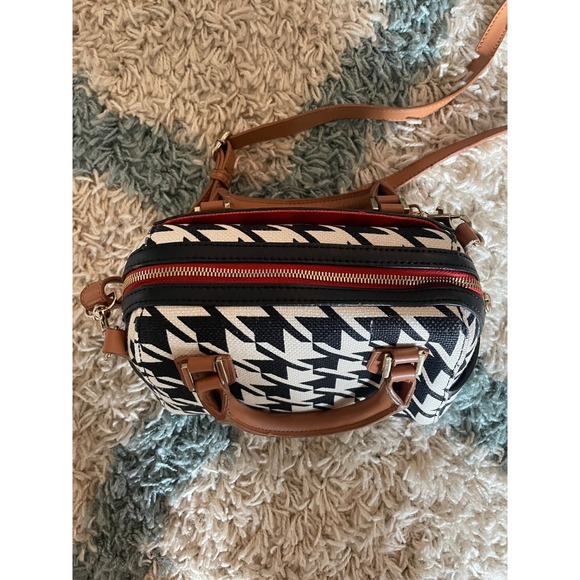 Spartina 449 Satchel Crossbody Bag Black Houndstooth Purse‎ - Picture 3 of 6